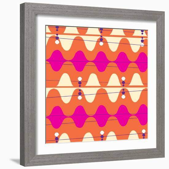 Retro Wave Pattern Orange-null-Framed Giclee Print