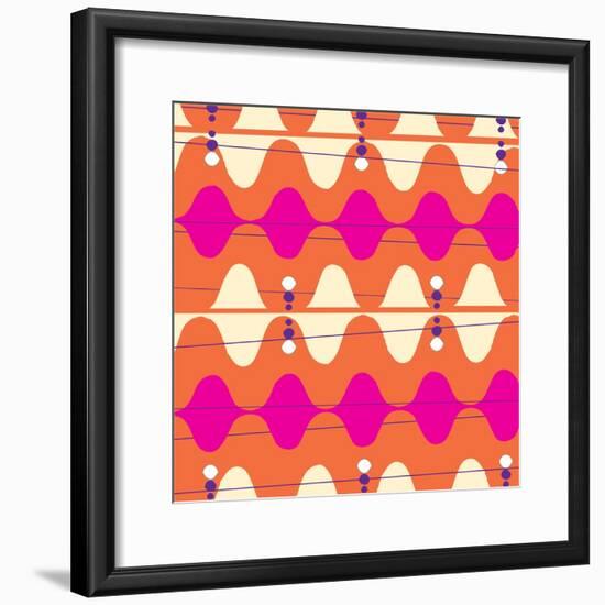 Retro Wave Pattern Orange-null-Framed Giclee Print