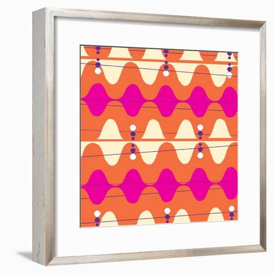 Retro Wave Pattern Orange-null-Framed Giclee Print