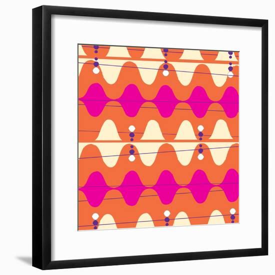Retro Wave Pattern Orange-null-Framed Giclee Print