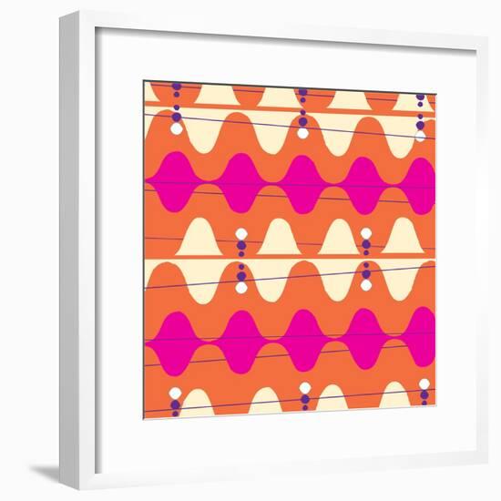 Retro Wave Pattern Orange-null-Framed Giclee Print