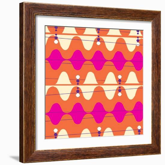 Retro Wave Pattern Orange-null-Framed Giclee Print