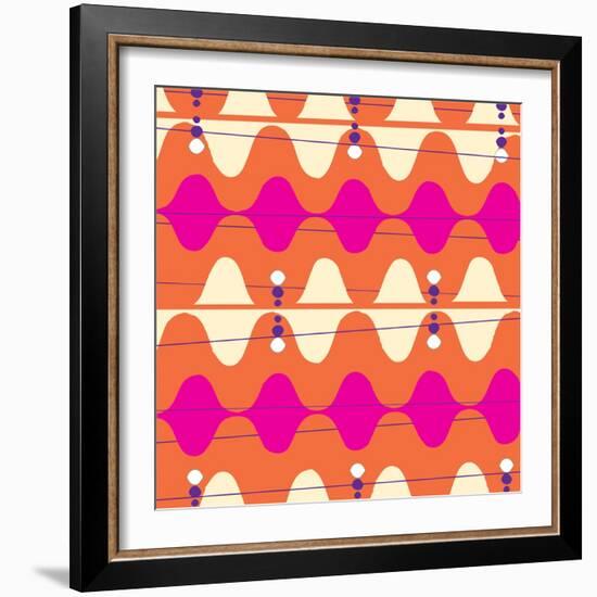 Retro Wave Pattern Orange-null-Framed Giclee Print