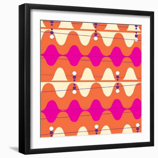 Retro Wave Pattern Orange--Framed Giclee Print