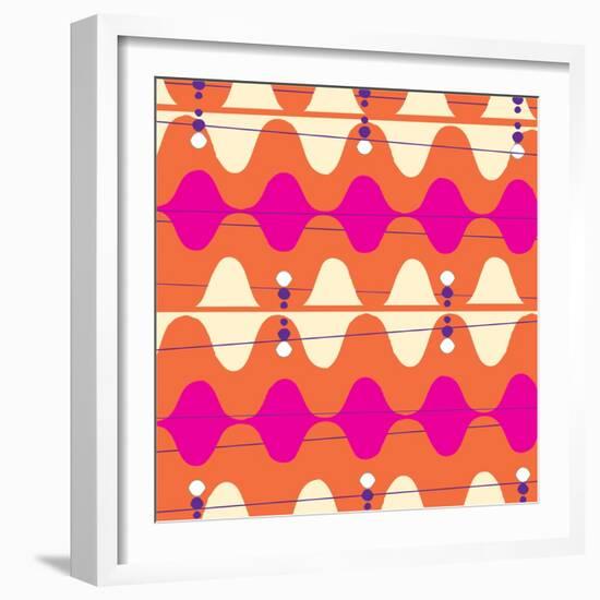 Retro Wave Pattern Orange-null-Framed Giclee Print