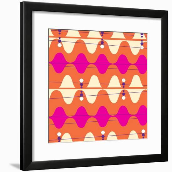 Retro Wave Pattern Orange-null-Framed Giclee Print