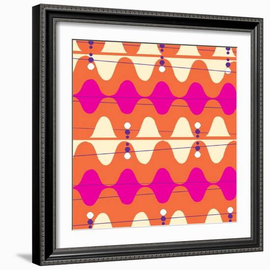 Retro Wave Pattern Orange-null-Framed Giclee Print