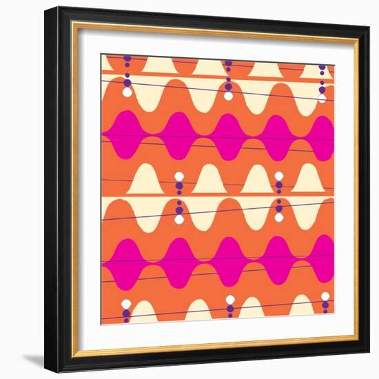 Retro Wave Pattern Orange-null-Framed Giclee Print