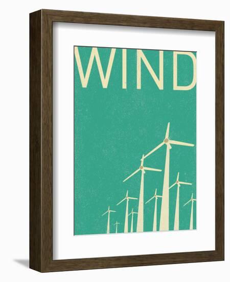 Retro Wind Turbines Illustration-norph-Framed Art Print