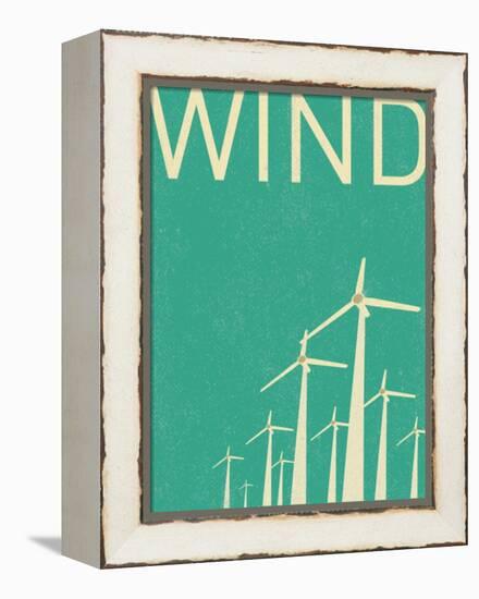 Retro Wind Turbines Illustration-norph-Framed Stretched Canvas