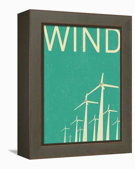 Retro Wind Turbines Illustration-norph-Framed Stretched Canvas