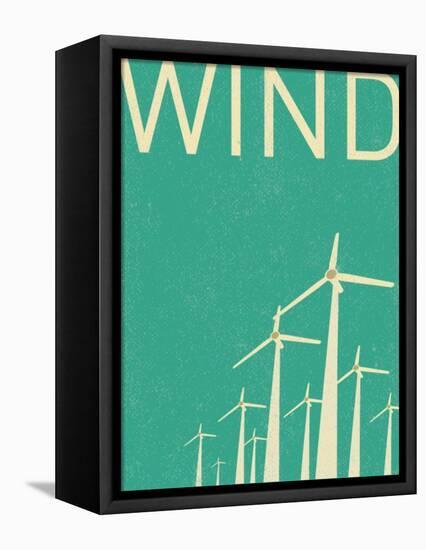 Retro Wind Turbines Illustration-norph-Framed Stretched Canvas