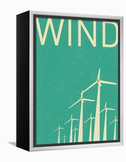 Retro Wind Turbines Illustration-norph-Framed Stretched Canvas