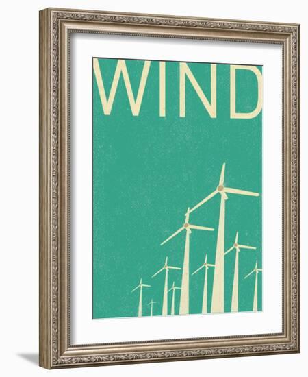 Retro Wind Turbines Illustration-norph-Framed Art Print