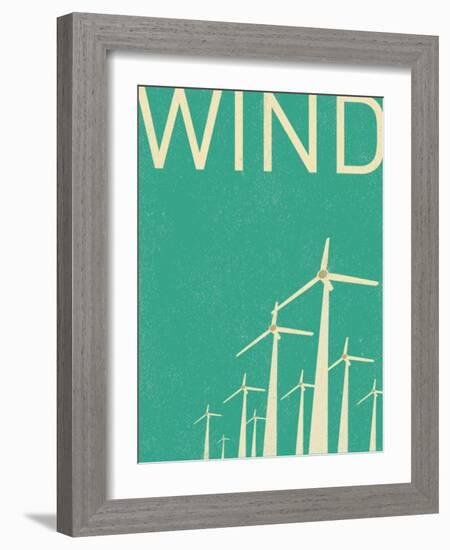 Retro Wind Turbines Illustration-norph-Framed Art Print