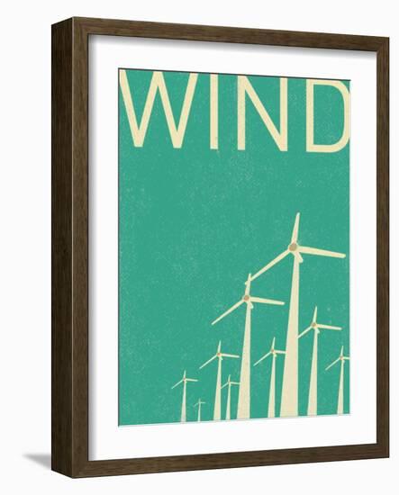 Retro Wind Turbines Illustration-norph-Framed Art Print