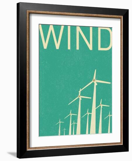 Retro Wind Turbines Illustration-norph-Framed Art Print