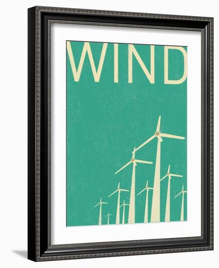 Retro Wind Turbines Illustration-norph-Framed Art Print