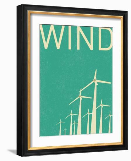 Retro Wind Turbines Illustration-norph-Framed Art Print