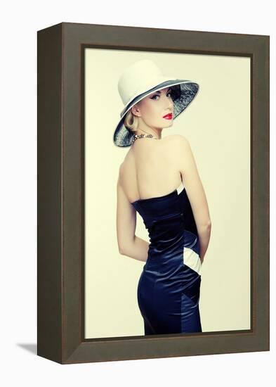 Retro Woman In Hat-NejroN Photo-Framed Premier Image Canvas