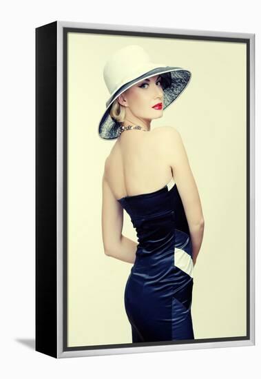 Retro Woman In Hat-NejroN Photo-Framed Premier Image Canvas