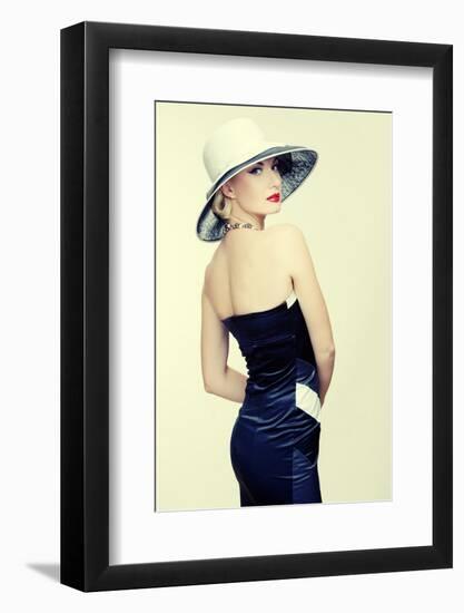 Retro Woman In Hat-NejroN Photo-Framed Photographic Print