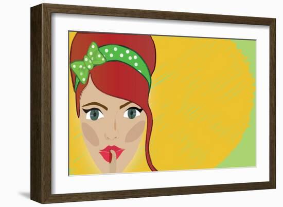 Retro Woman Shh-Aleksa_D-Framed Art Print