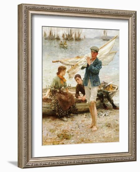 Return from Fishing, 1907-Henry Scott Tuke-Framed Giclee Print