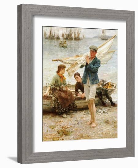 Return from Fishing, 1907-Henry Scott Tuke-Framed Giclee Print