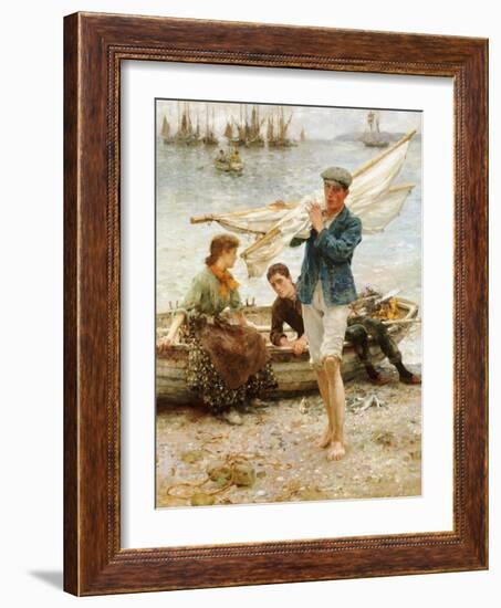 Return from Fishing, 1907-Henry Scott Tuke-Framed Giclee Print