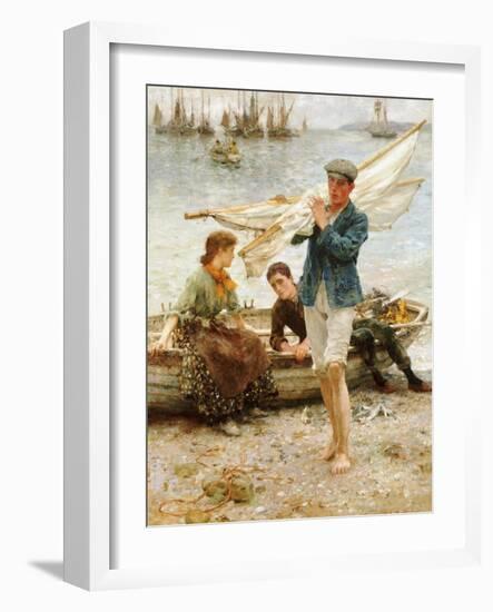 Return from Fishing, 1907-Henry Scott Tuke-Framed Giclee Print