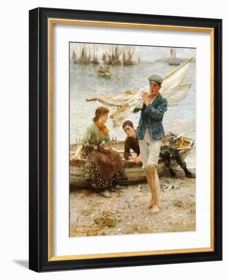 Return from Fishing, 1907-Henry Scott Tuke-Framed Giclee Print