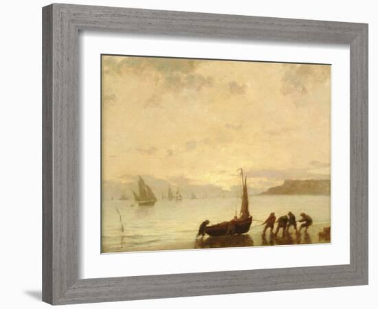 Return from Fishing with Setting Sun-Eugene Louis Boudin-Framed Giclee Print