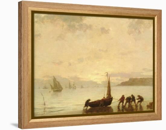 Return from Fishing with Setting Sun-Eugene Louis Boudin-Framed Premier Image Canvas