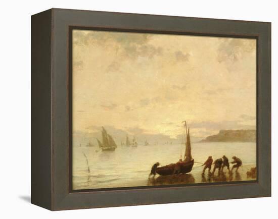 Return from Fishing with Setting Sun-Eugene Louis Boudin-Framed Premier Image Canvas