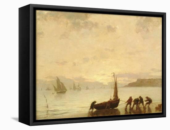 Return from Fishing with Setting Sun-Eugene Louis Boudin-Framed Premier Image Canvas