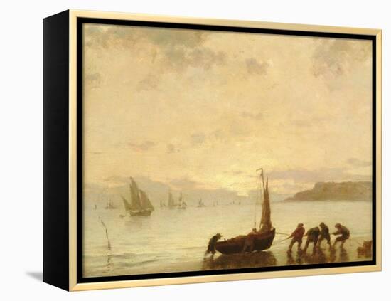 Return from Fishing with Setting Sun-Eugene Louis Boudin-Framed Premier Image Canvas