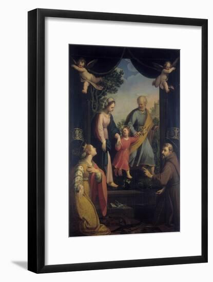 Return from Flight to Egypt with Sts. Catherine and Francis-Benedetto Marini-Framed Art Print