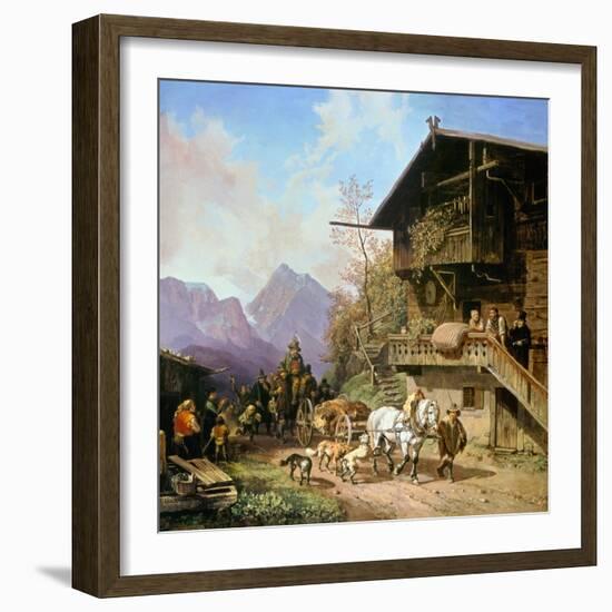 Return from the Bearhunting, 1839-Heinrich Bürkel-Framed Giclee Print