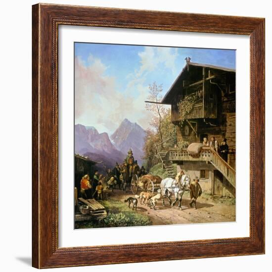 Return from the Bearhunting, 1839-Heinrich Bürkel-Framed Giclee Print