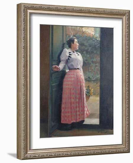 Return from the Market (Oil on Canvas)-Jules Ernest Renoux-Framed Giclee Print
