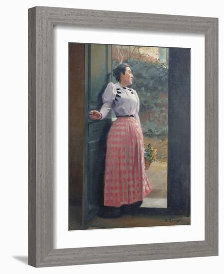 Return from the Market (Oil on Canvas)-Jules Ernest Renoux-Framed Giclee Print