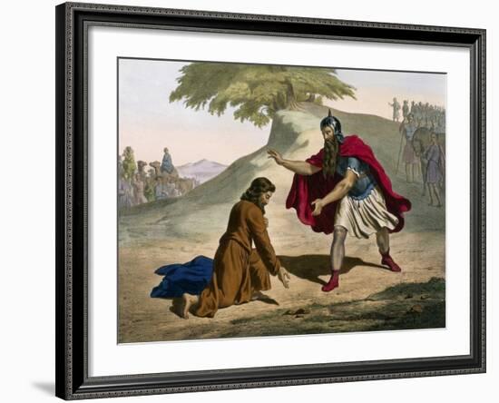 Return of Jacob and His Meeting with Esau from Old Testament-null-Framed Giclee Print