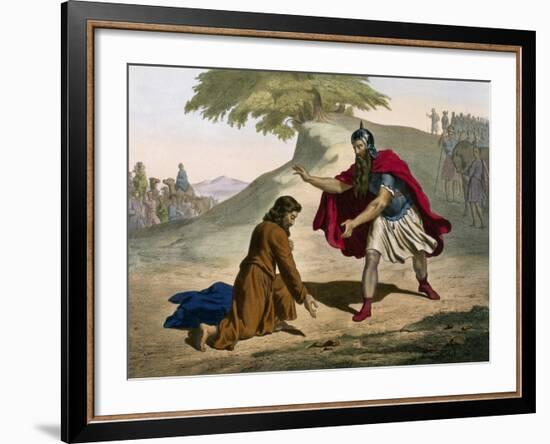 Return of Jacob and His Meeting with Esau from Old Testament-null-Framed Giclee Print