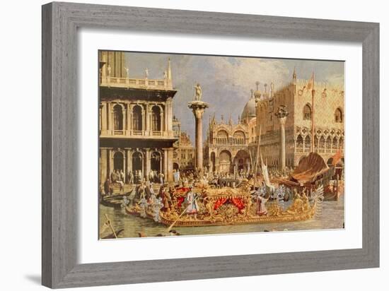 Return of the Bucintoro on Ascension Day (Detail)-Canaletto-Framed Giclee Print