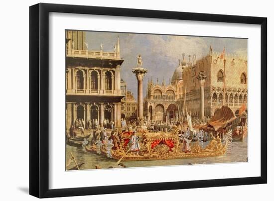 Return of the Bucintoro on Ascension Day (Detail)-Canaletto-Framed Giclee Print