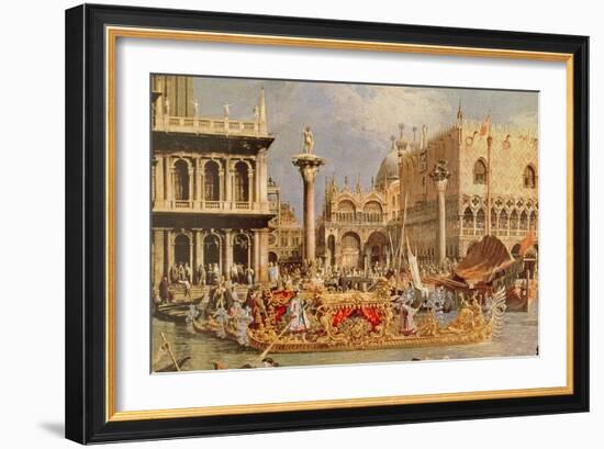 Return of the Bucintoro on Ascension Day (Detail)-Canaletto-Framed Giclee Print