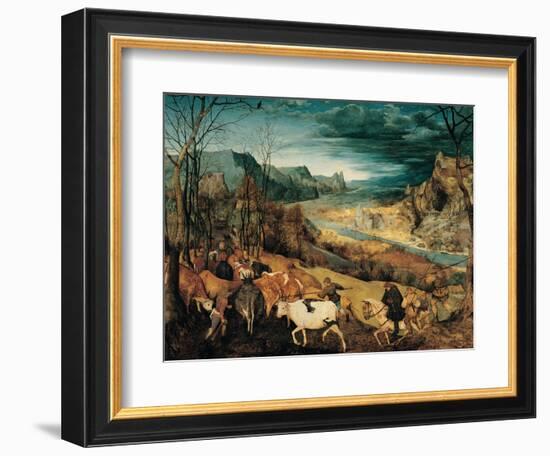 Return of the Herd (Autumn)-Pieter Bruegel the Elder-Framed Art Print