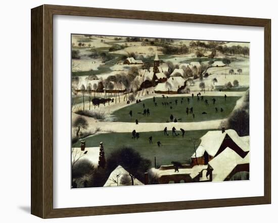 Return of the Hunters.Detail from the series of six paintings "The Seasons" (1565)-Pieter Bruegel the Elder-Framed Giclee Print