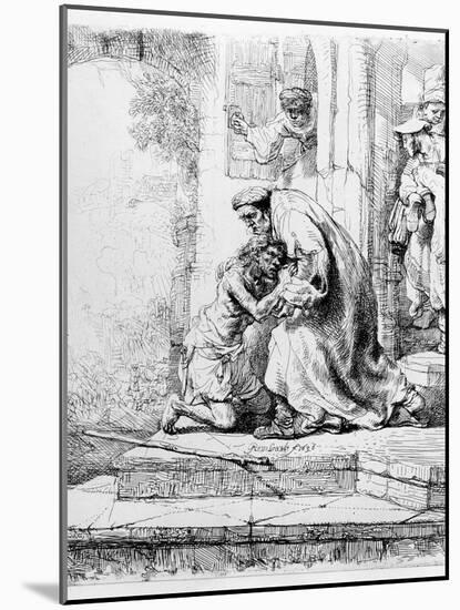 Return of the Prodigal Son, 1636 (Etching)-Rembrandt van Rijn-Mounted Giclee Print